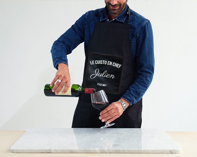 Tablier de cuisine noir personnalisé