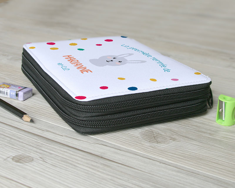 Trousse d'école personnalisée lapin avec fournitures