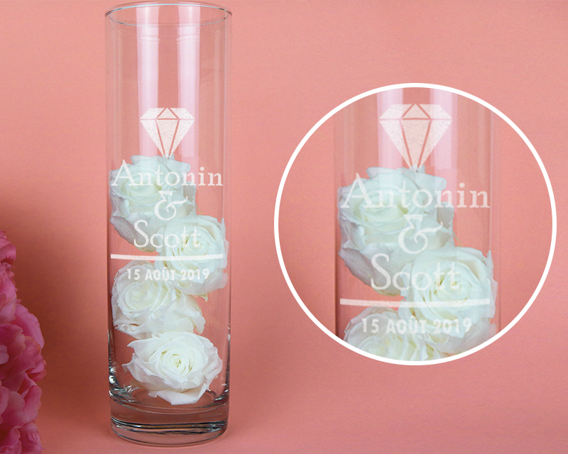 Vase Personnalisable et ses roses éternelles - Noces