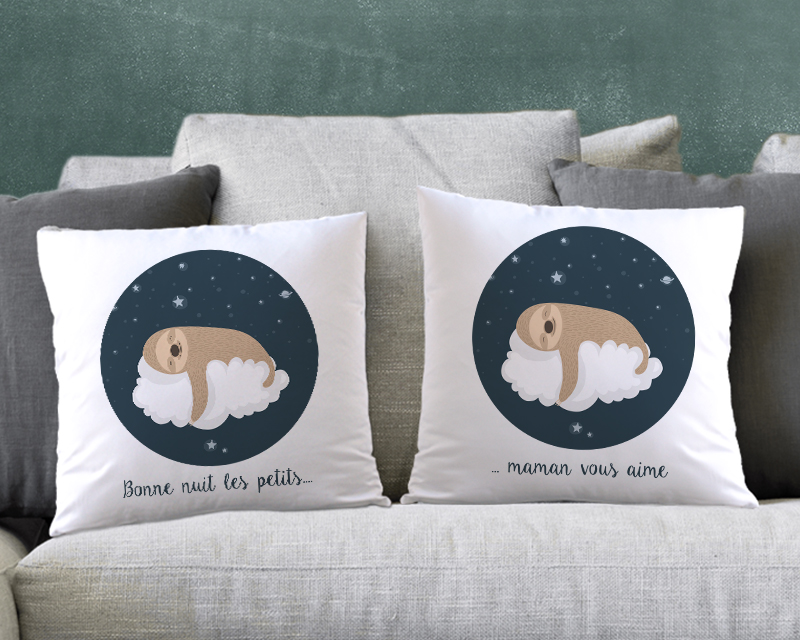 Coussin Personnalisable Enfant - Collection Paresseux - Douce Nuit