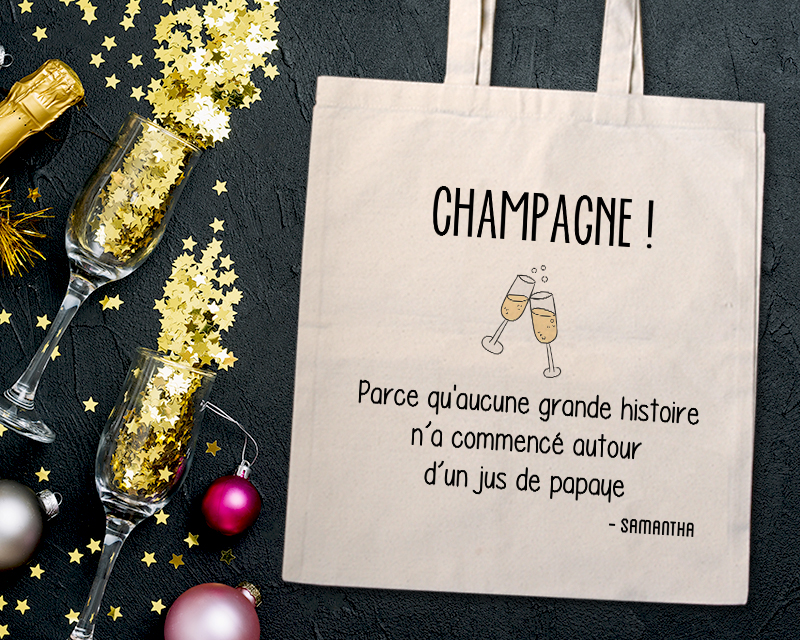 Tote bag Personnalisable - Champagne party - 100% coton naturel