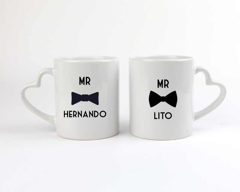 Lot de 2 Mugs cœurs Personnalisables - Mr & Mr