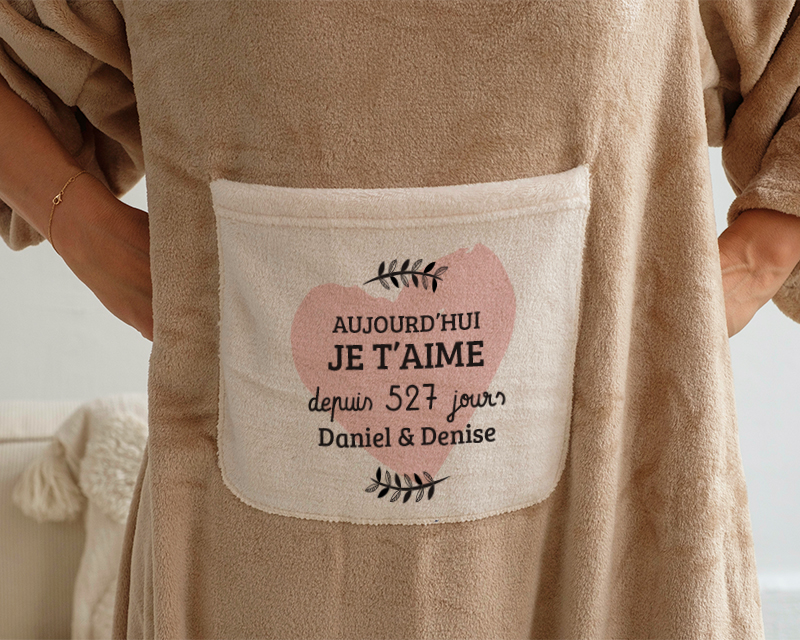 Couverture à manches personnalisable - Aujourd'hui je t'aime depuis... jours