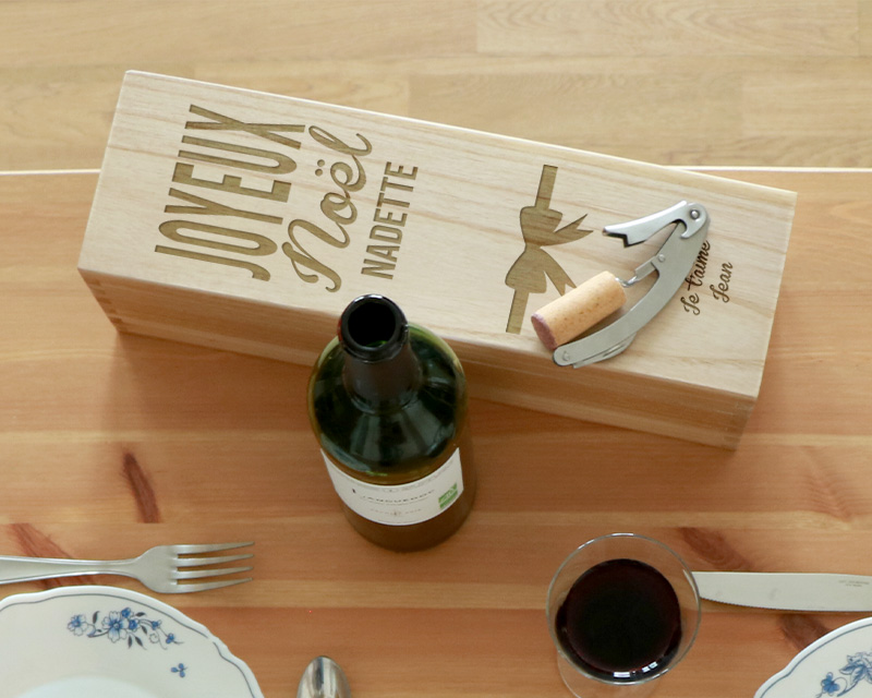 Caisse à Vin Noël Gravée