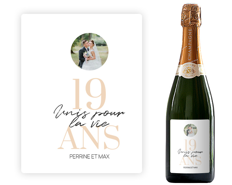 Bouteille de champagne personnalisée - Noces de Cretonne