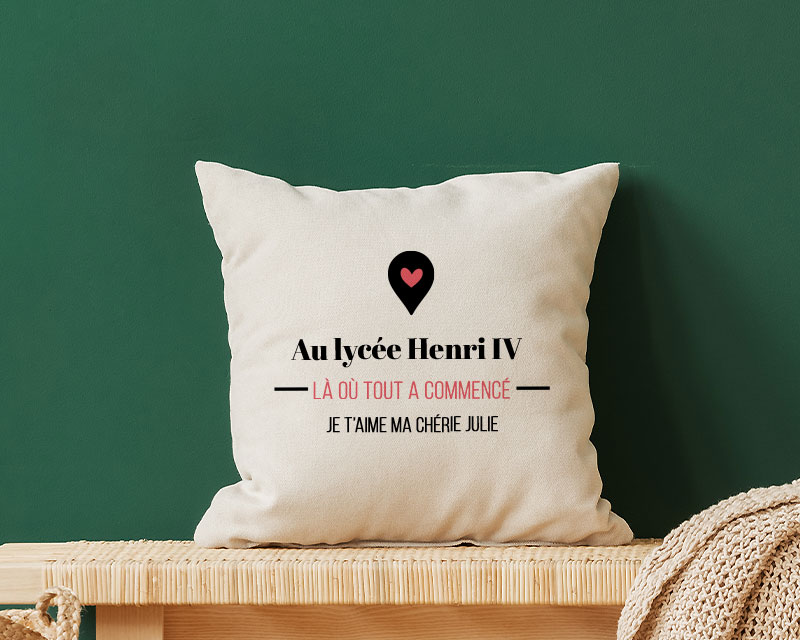 Coussin personnalisable là où tout a commencé pour votre couple
