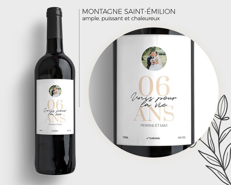 Bouteille de vin de Bordeaux personnalisée - Noces de Chypre