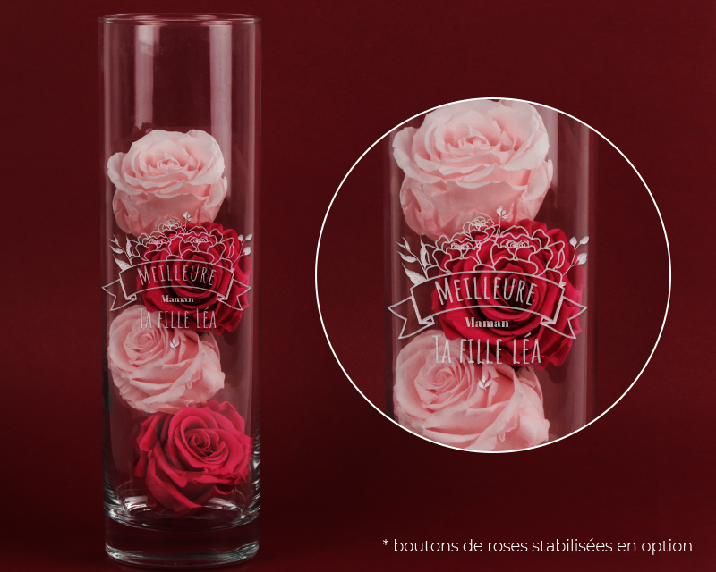 Vase Personnalisable Gravé - Collection Maman Fleurie