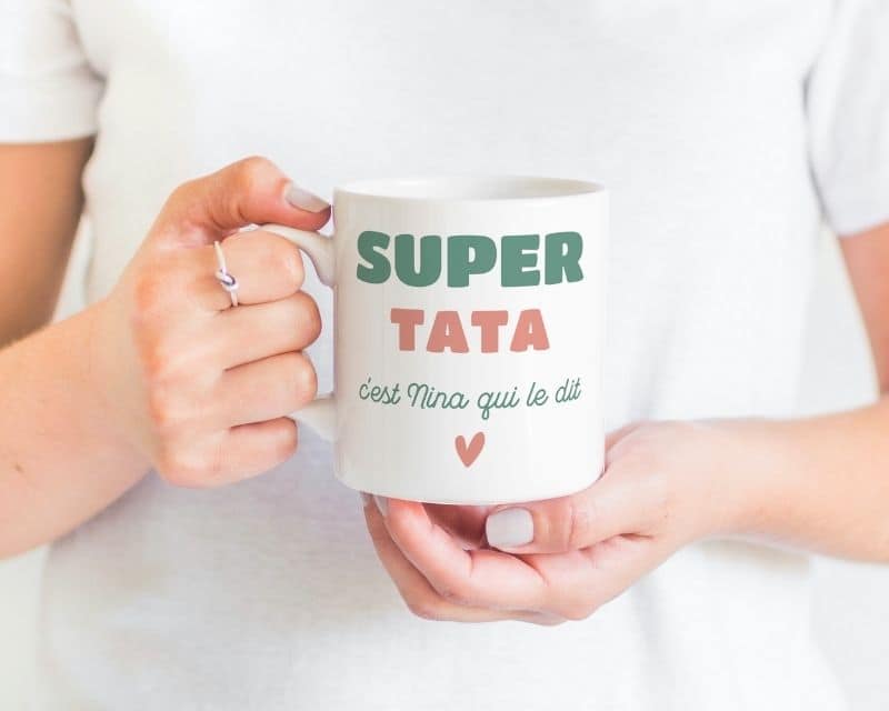Tasse personnalisée Super Tata avec prénom ou message