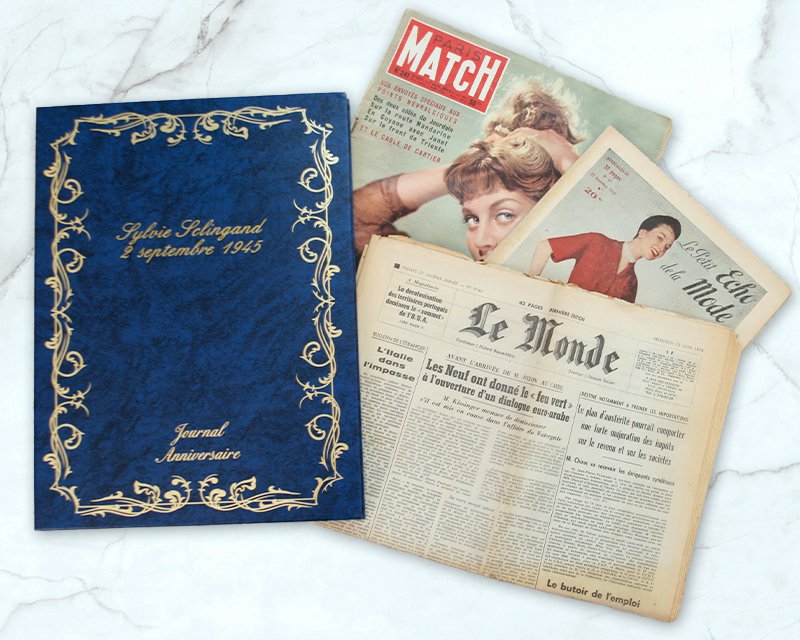 Authentique journal de naissance - Cadeau femme 93 ans