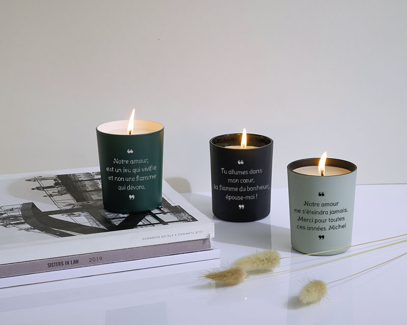 Bougie Personnalisable Parfumée - Message gravé - Déclaration