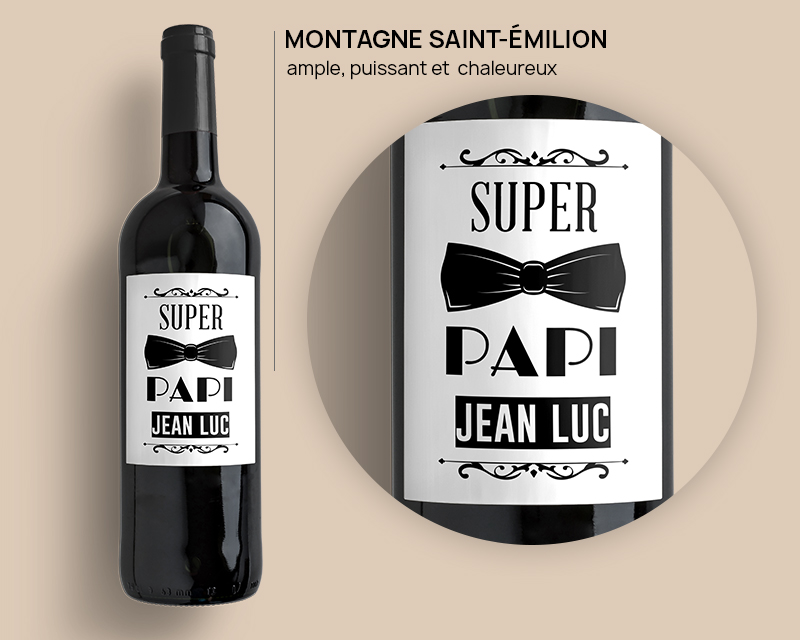 Bouteille de vin de Bordeaux personnalisée - Meilleur Grand-Père