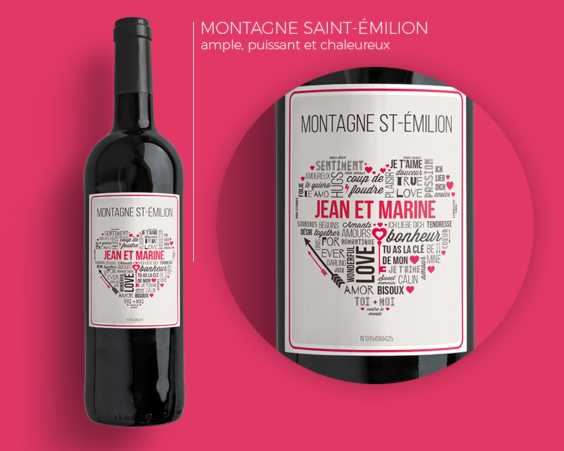 Bouteilles de Vins mots d'Amour