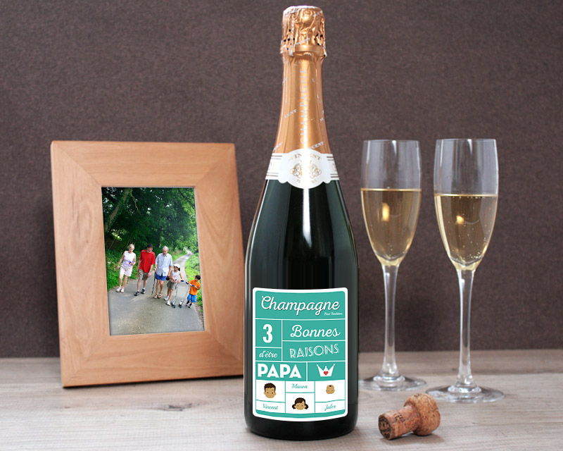 Bouteille de champagne personnalisée papa - Family Circus