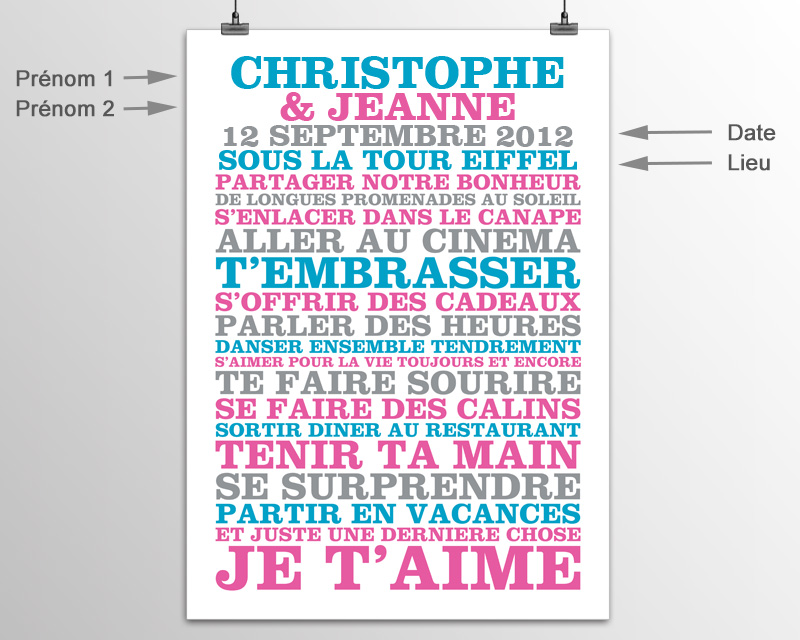 Affiche personnalisée couple - Déclaration