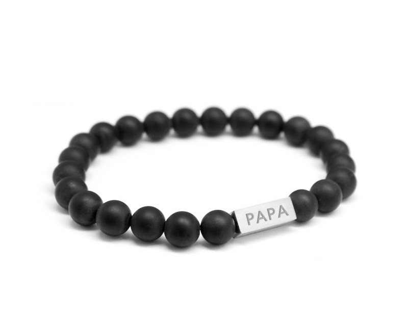 Voir l'image 2 du produit Bracelet pour homme personnalisable - perles Agates noires mates