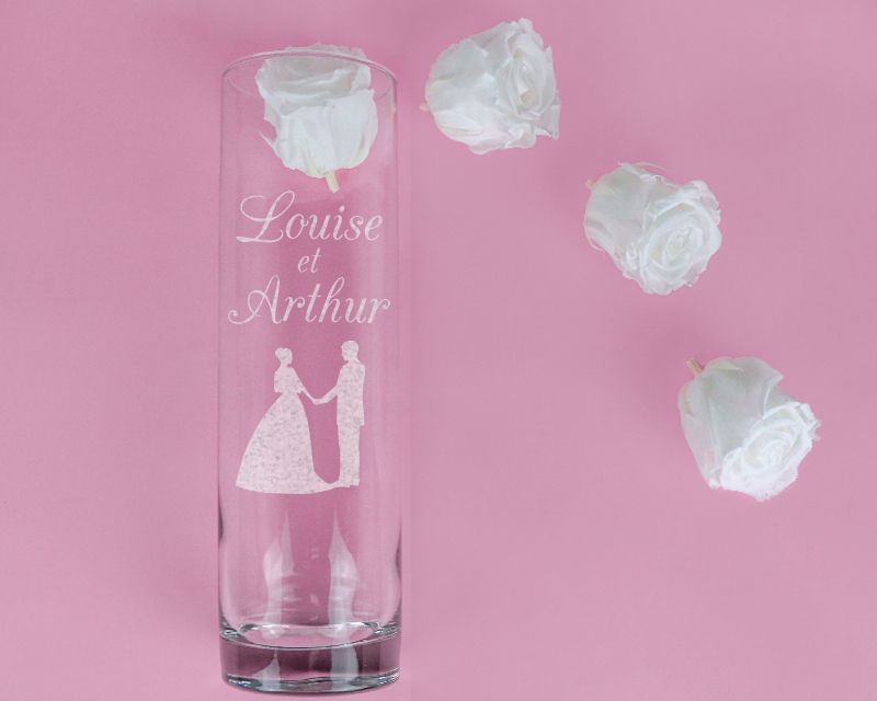 Vase Personnalisable et ses roses éternelles - Mariage