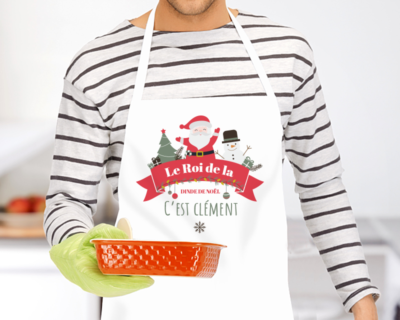 Tablier blanc de cuisine personnalisable Joyeux Noël