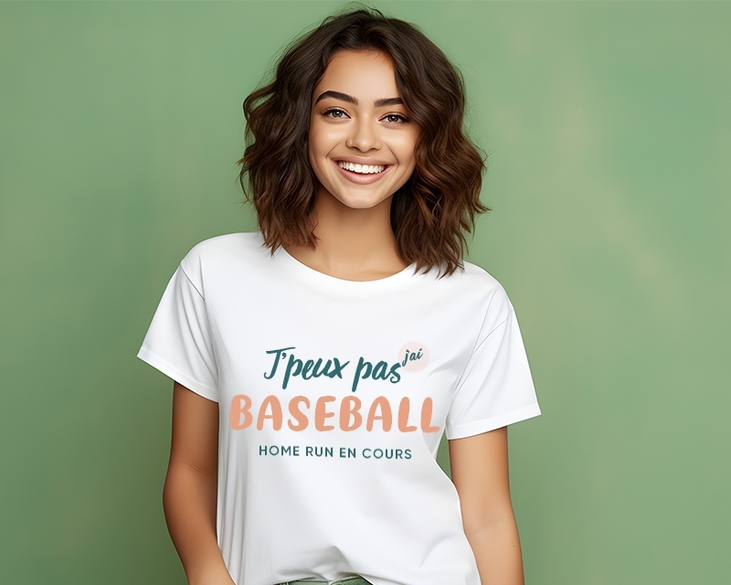 Tee Shirt femme personnalisable - J'peux pas j'ai baseball