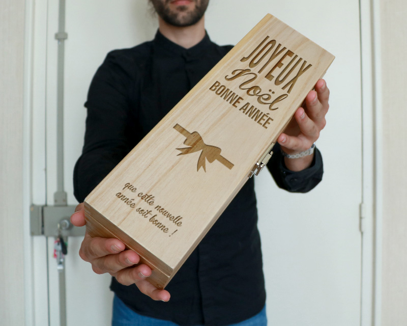 Caisse à Vin Noël Gravée