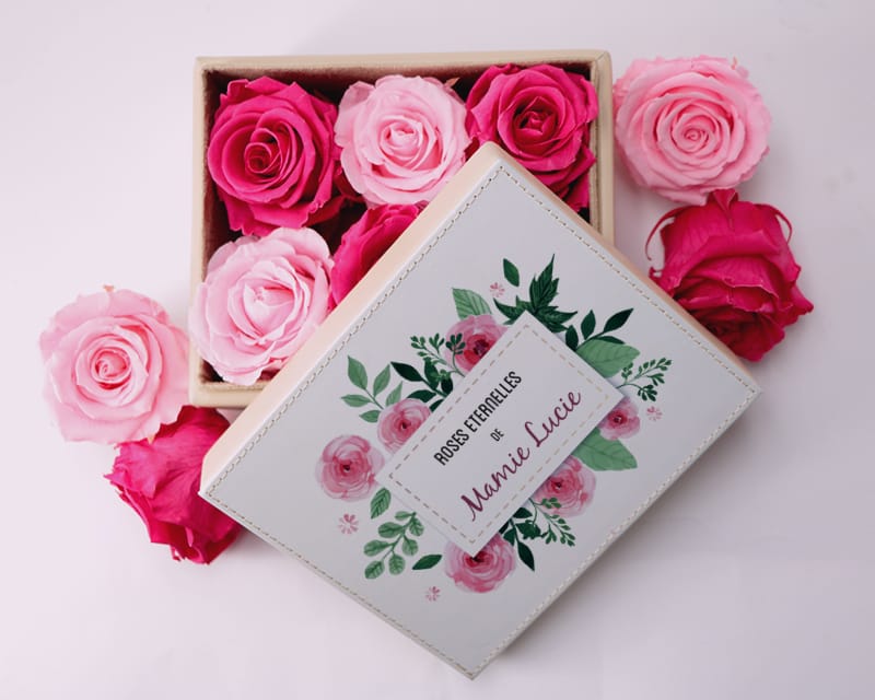 Voir l'image 1 du produit Boîte à bijoux personnalisable et ses 6 Roses Éternelles