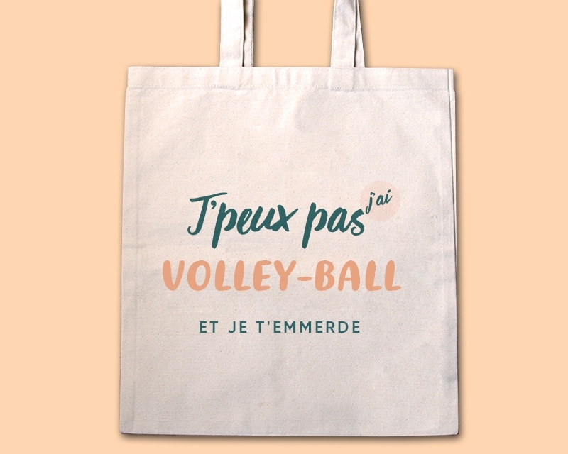 Voir l'image 3 du produit Tote bag personnalisable - J'peux pas j'ai volley-ball