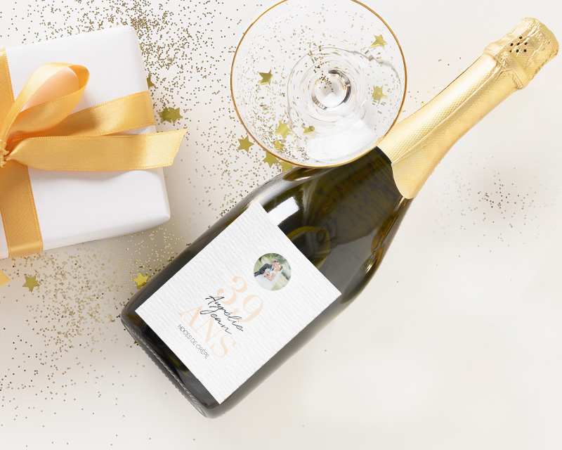 Bouteille de champagne personnalisée anniversaire de mariage - Noces de Crêpe