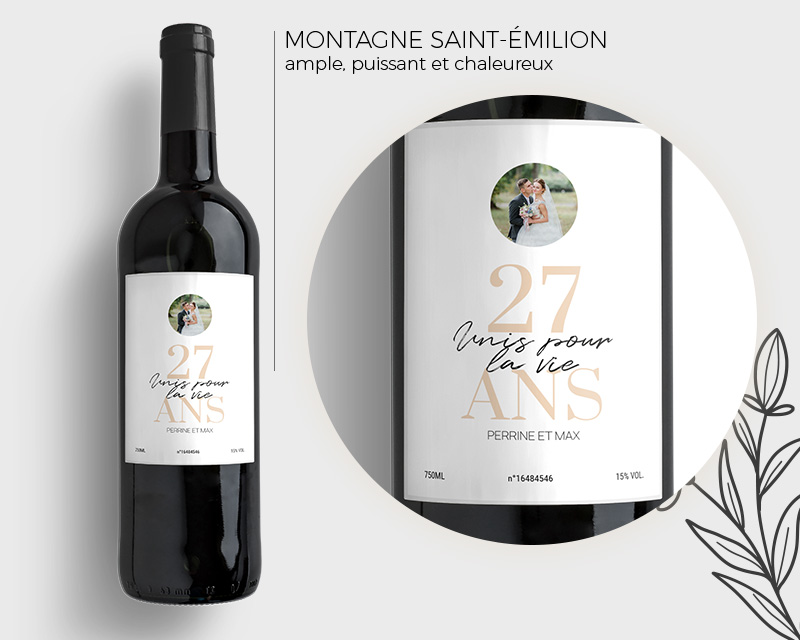Bouteille de vin personnalisée anniversaire de mariage - Noces d'Acajou