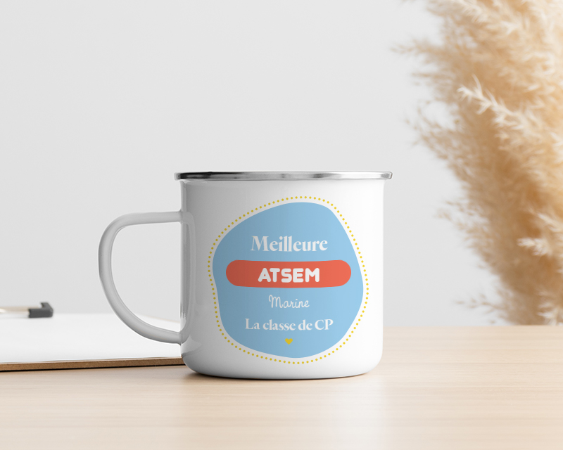 Tasse en émail personnalisée - L'Ecole est Finie
