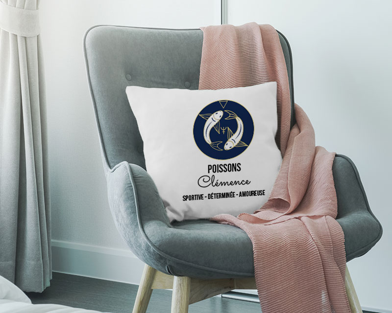 Coussin personnalisable cadeau pour homme ou femme poissons