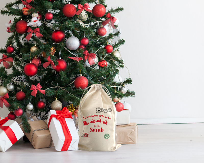 Hotte de Noël personnalisable - grand 70 x 50 cm