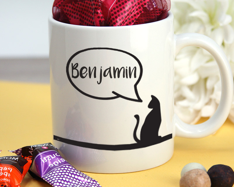 Mug personnalisé prénom - Mon petit chat - Avec chocolats Monbana