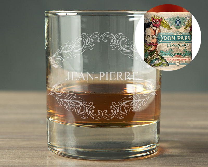 Bouteille de Rhum Don Papa + Verre gravé personnalisable