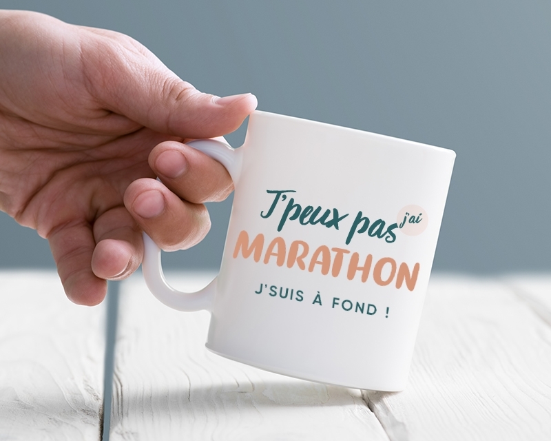 Mug personnalisable - J'peux pas j'ai marathon