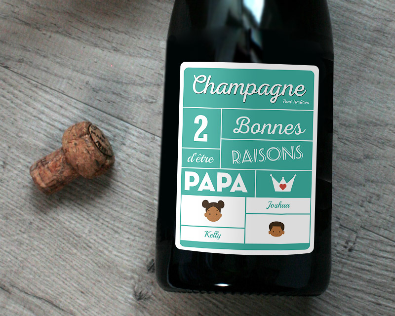 Bouteille de champagne personnalisée papa - Family Circus