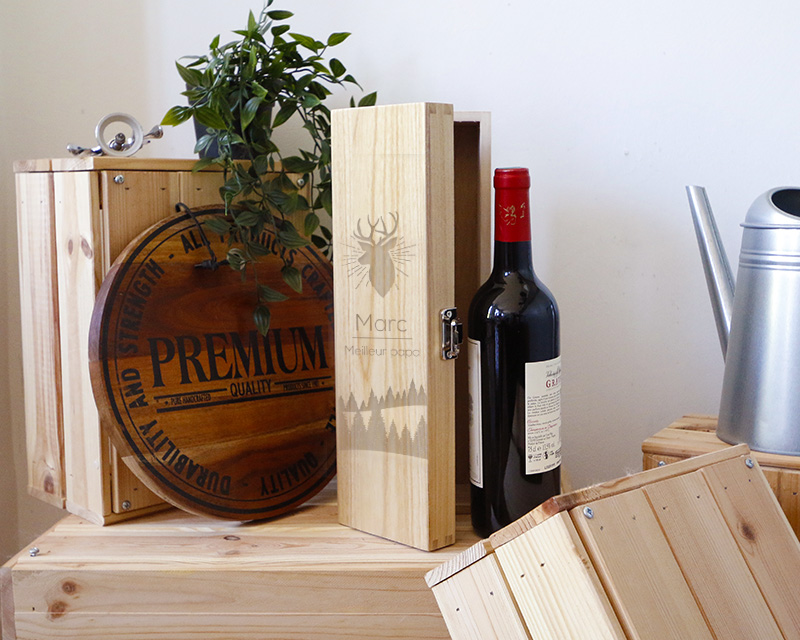 Caisse à vin Personnalisable - Cerf