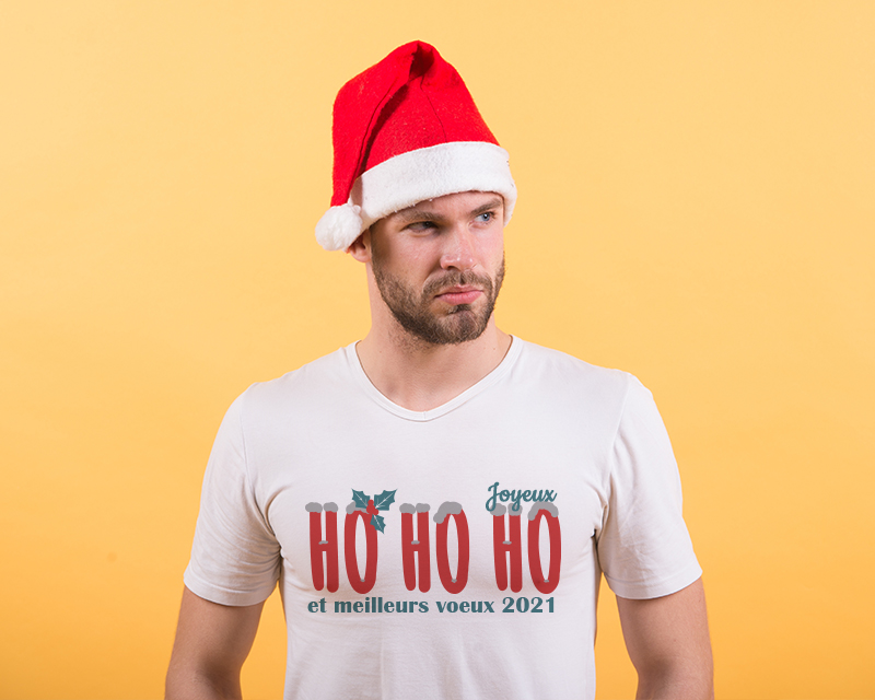 T-shirt homme personnalisé Noël - Ho Ho Ho !