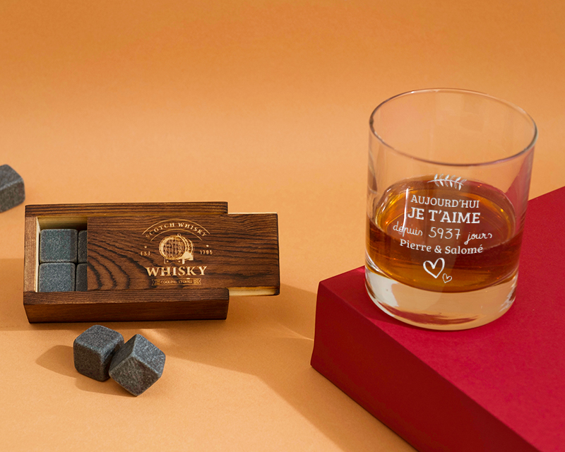 Verre à Whisky Personnalisable - Aujourd'hui, je t'aime depuis X jours