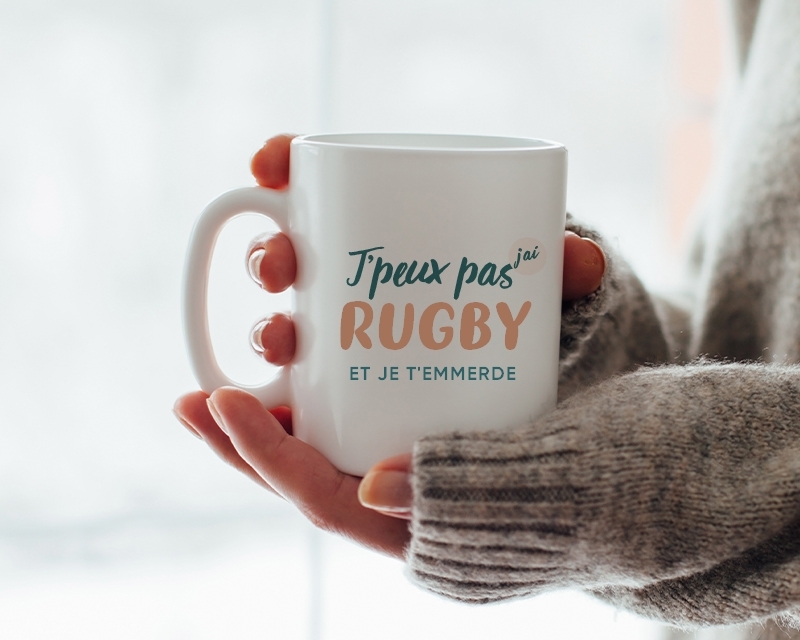 Mug personnalisable - J'peux pas j'ai rugby