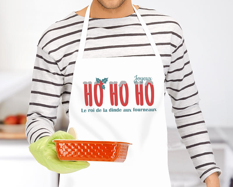 Tablier blanc de cuisine personnalisable Père Noël