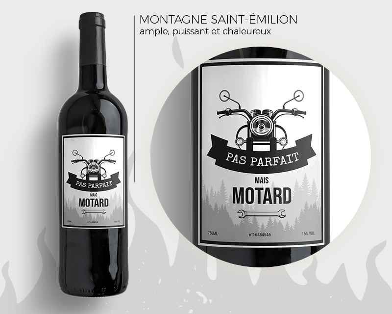 Bouteille de vin de Bordeaux personnalisée prénom - Moto