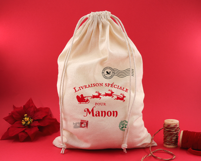 Hotte de Noël personnalisable - grand 70 x 50 cm