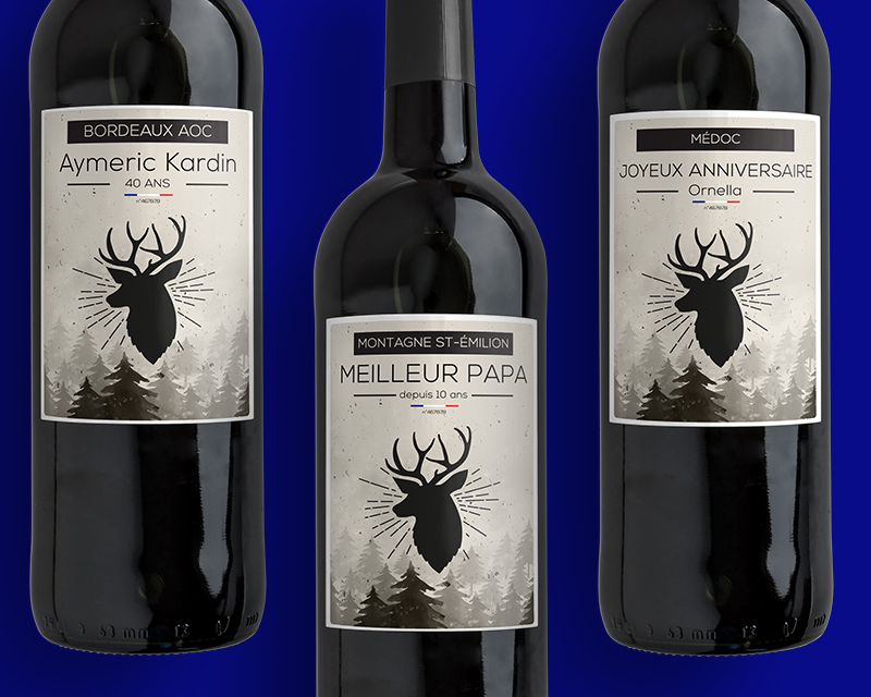 Bouteilles de vin de Bordeaux - Cerf