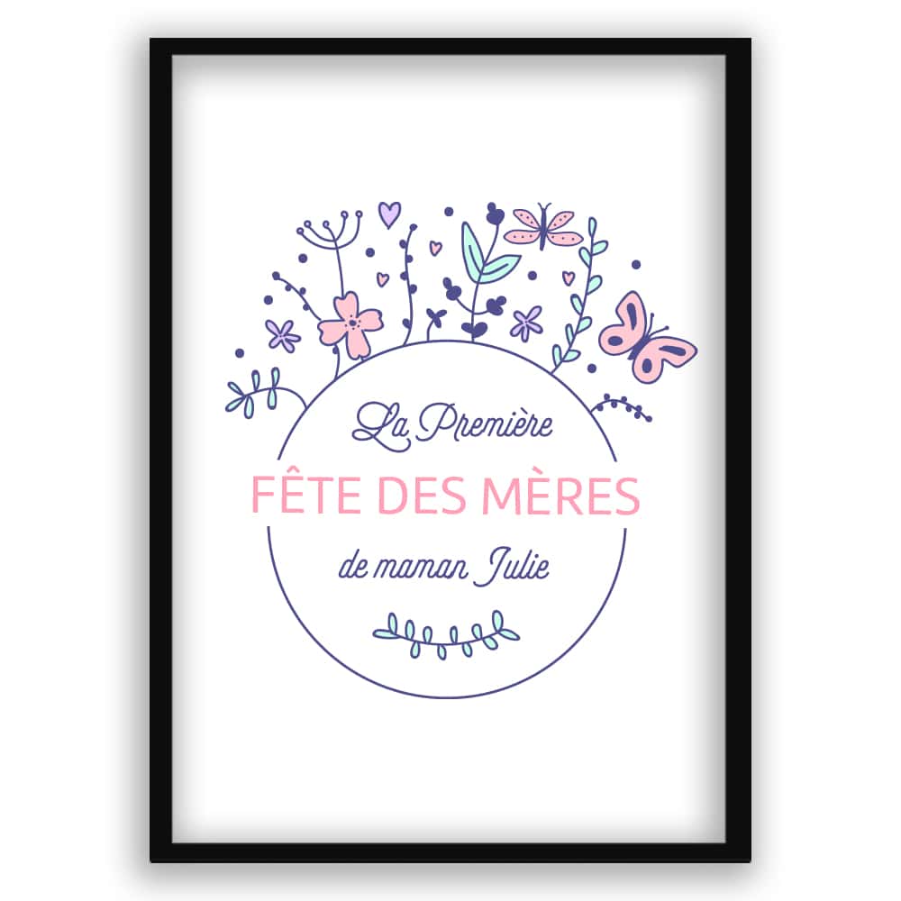 Affiche encadrée personnalisable - Collection Première Fête des Mères