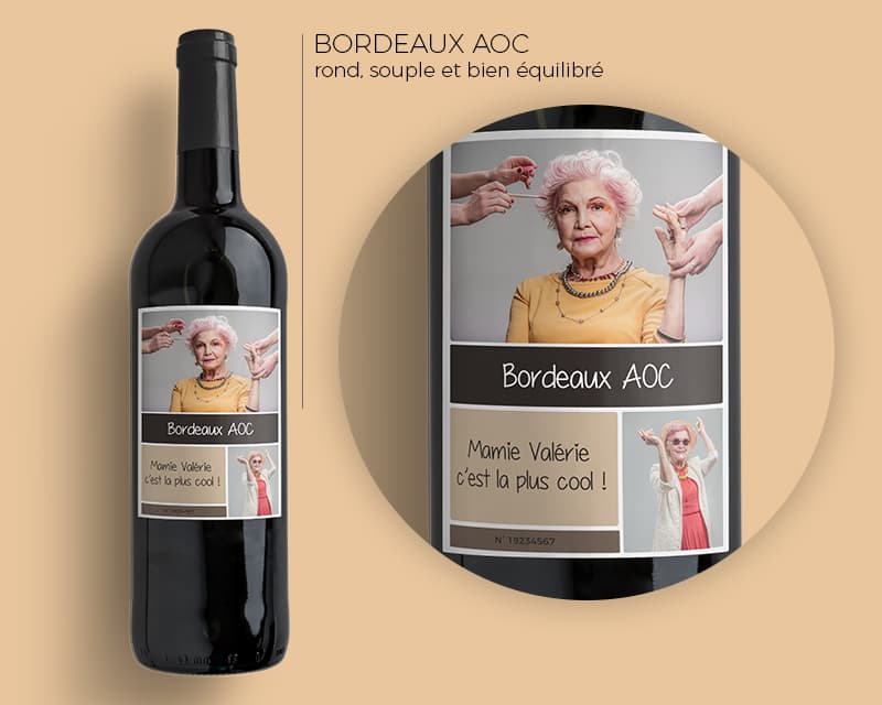 Bouteille de vin de Bordeaux personnalisée - 2 photos