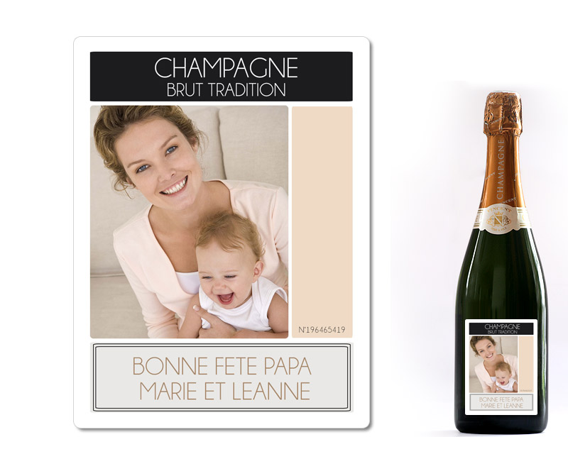 Bouteille de champagne personnalisée photo - Collage