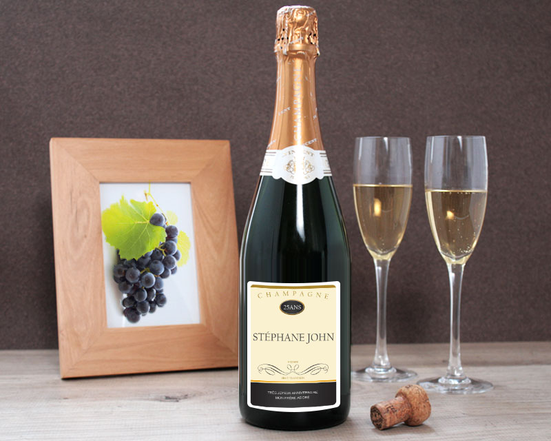 Bouteille de champagne personnalisée anniversaire - Prénom et message