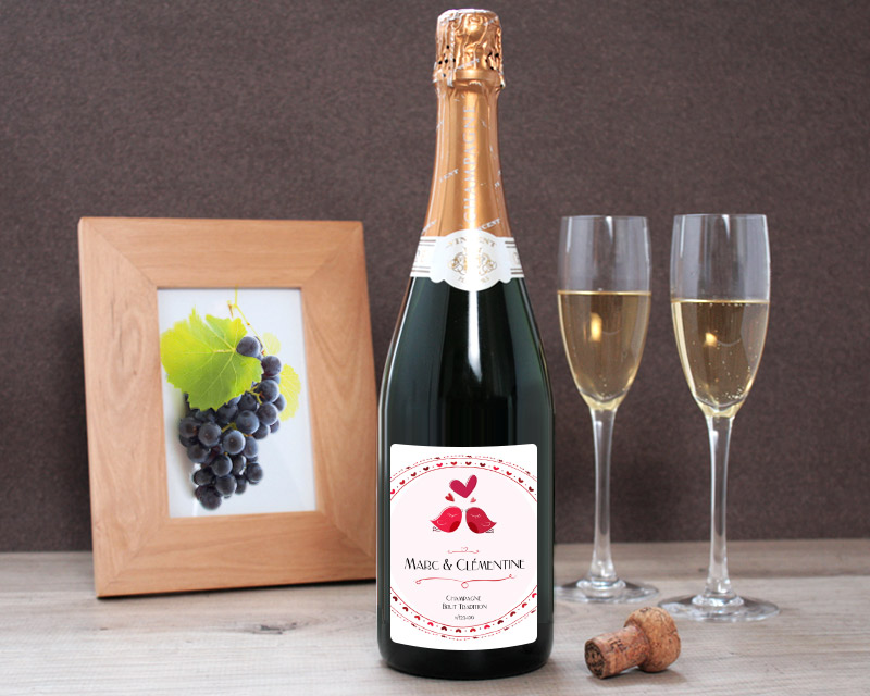 Champagne Nid d'amour Personnalisé