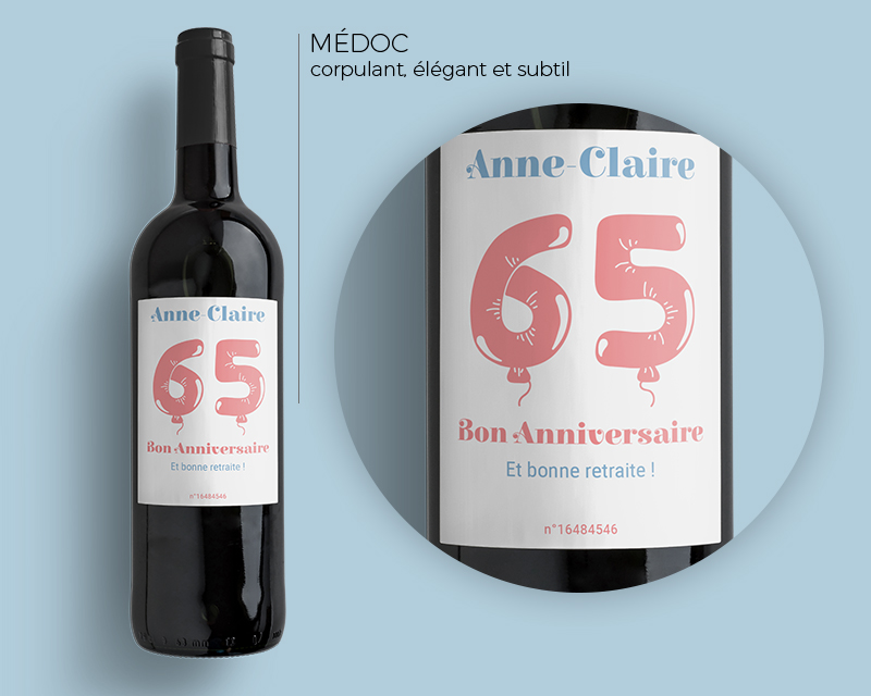 Bouteilles de vin de Bordeaux - Collection ballons d'anniversaire Femme