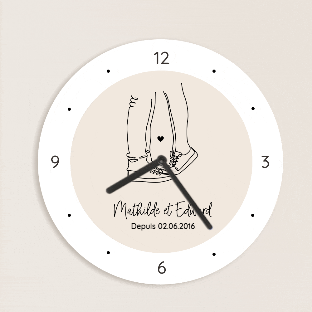 Horloge personnalisée - Dessin au trait